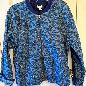 NWT BEAUTIFUL J CREW FLORAL DENIM BASEBALL JACKET